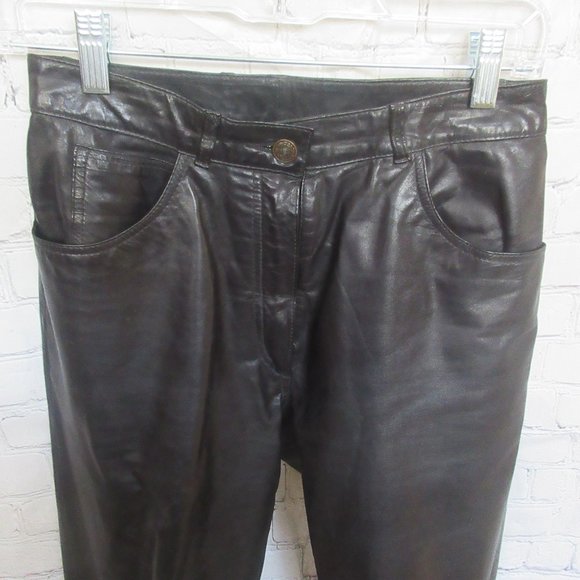 Pia Rucci Black Leather High Rise Pants - Picture 3 of 8